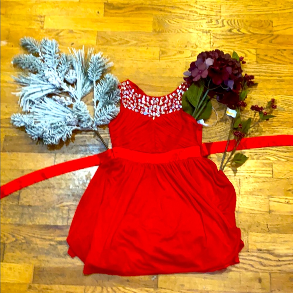 Bejewelled Red party dress